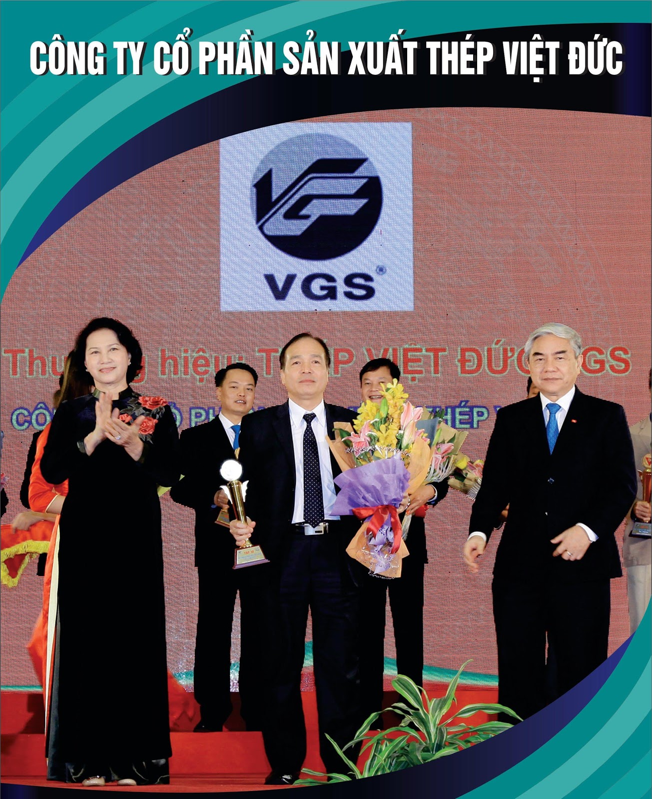 Công ty Cổ phần Sản xuất Thép Việt Đức được vinh danh Top Ten Giải thưởng “ 100 Thương hiệu Việt bền vững” lần 2, năm 2015