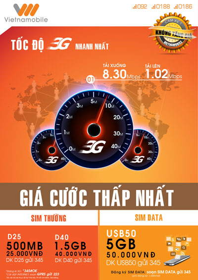 Vietnamobile cam kết không tăng cước 3G